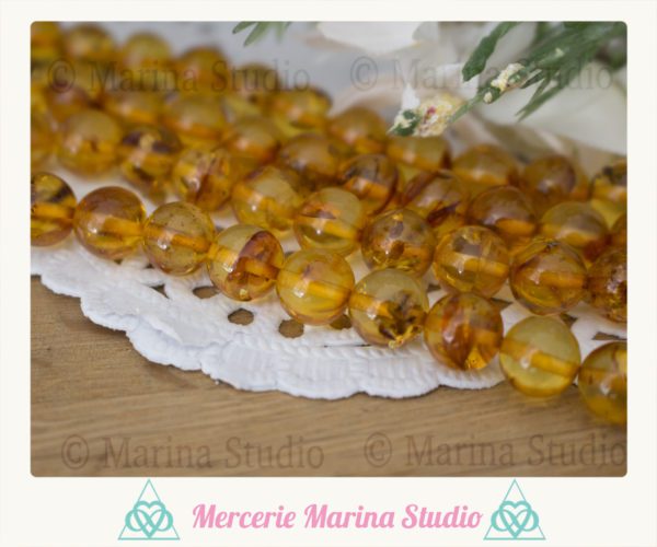 RARE Lot de véritables perles en Ambre baltique 8mm ou 6mm