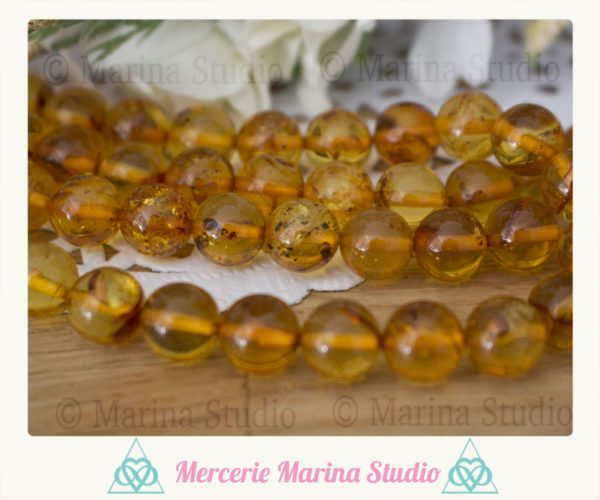 RARE Lot de véritables perles en Ambre baltique 8mm ou 6mm – Image 2