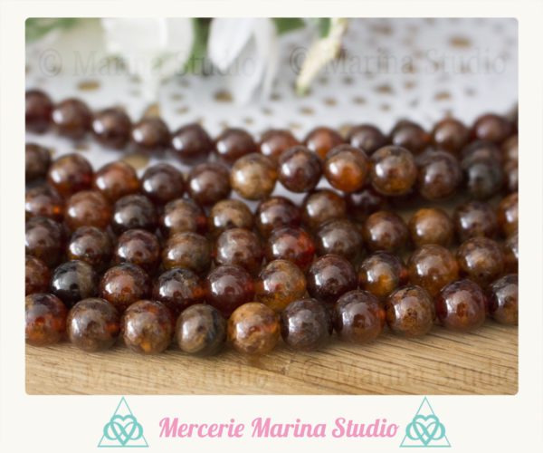 RARE lot de perles en grenat Hessonite 8mm - non traitées