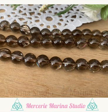 RARES  Perles en quartz fumé lémurien 8mm