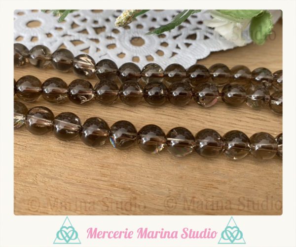 RARES  Perles en quartz fumé lémurien 8mm
