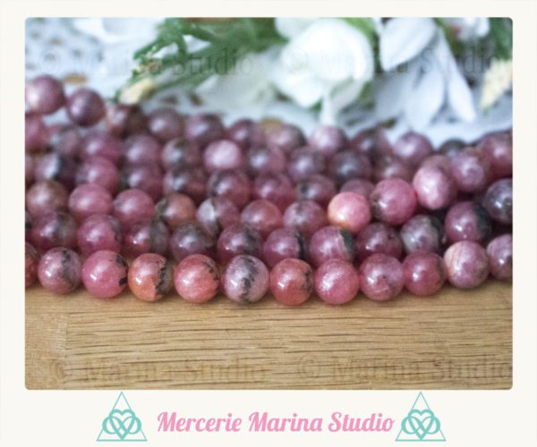 RARE Lot de perles en Rhodochrosite 8mm qualité A+ d'argentine
