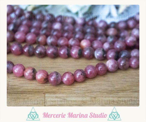 RARE Lot de perles en Rhodochrosite 8mm qualité A+ d'argentine – Image 2