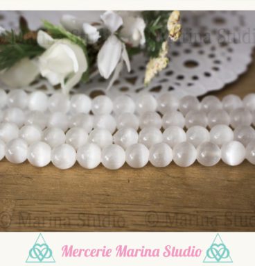 Lot de perles en sélénite 8mm ou 6mm naturelles * reiki chakras healing