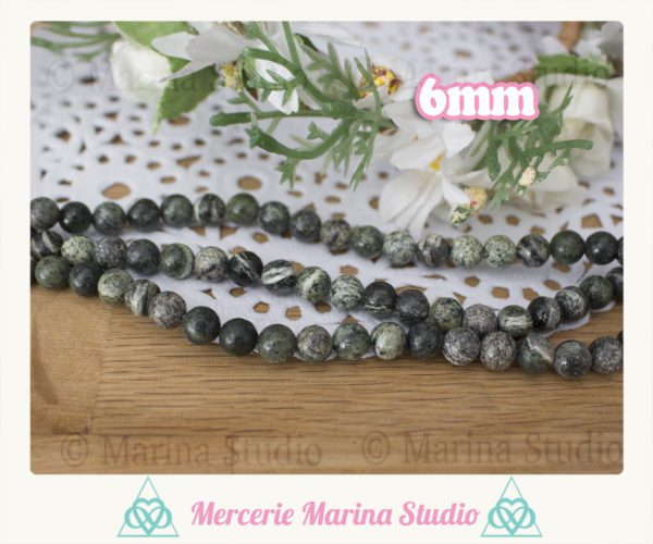 10 perles en serpentine avec chrysotile 8mm ou 6mm – Image 3