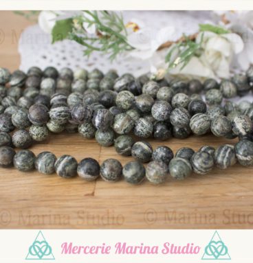 10 perles en serpentine avec chrysotile 8mm ou 6mm