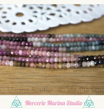 RARE Enfilade perles de tourmaline A+ 3x2mm d’Afghanistan