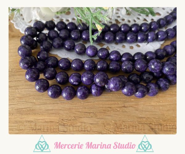 Lot de perles en charoite 8mm ou 6mm Qualité A - origine Russie