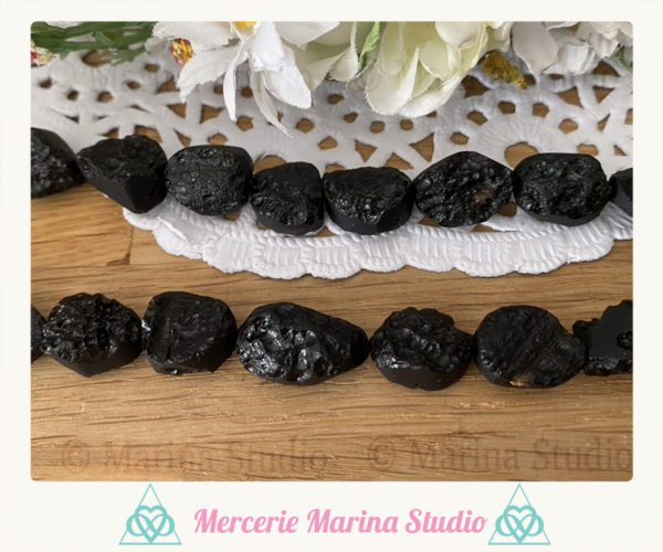 RARES Perles en Tectite 15mm environ – Perles naturelles