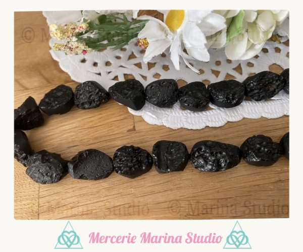 RARES Perles en Tectite 15mm environ – Perles naturelles – Image 2