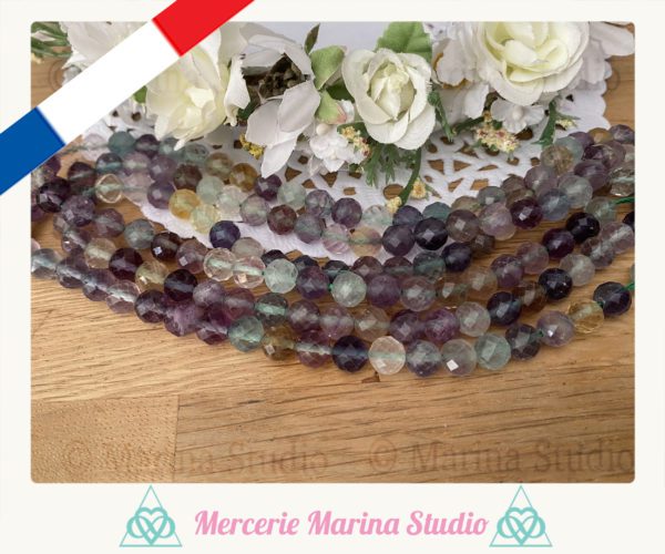 Lot de 10 véritables fluorites à facettes 7,5mm