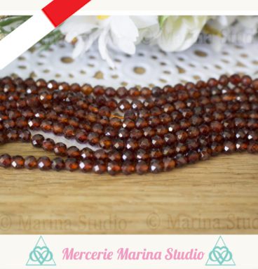 RARE Enfilade perles en grenat hessonite à facettes 4,2mm de Madagascar