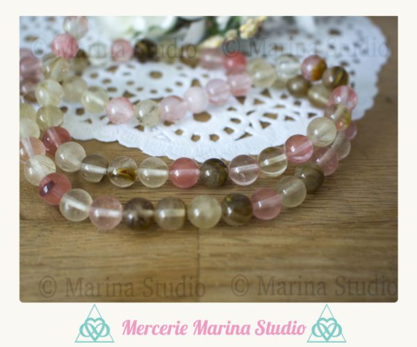 Lot de 10 perles en tourmaline melon 8mm ou 6mm