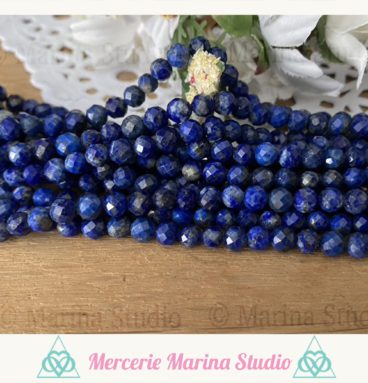 Enfilade en perles à facettes de lapis lazuli 4,5mm origine Afganistan