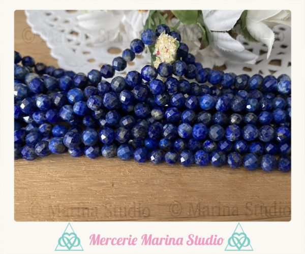 Enfilade en perles à facettes de lapis lazuli 4,5mm origine Afganistan