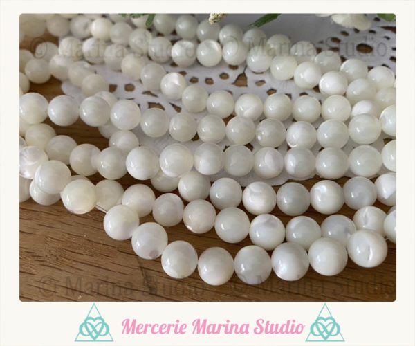 Lot de 10 perles en nacre blanche avec nacre 8mm ou 6mm