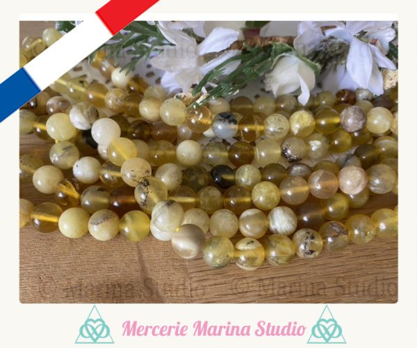 Lot de perle en opale jaune 8mm - perle en opale chemin de vie - 100% naturelles