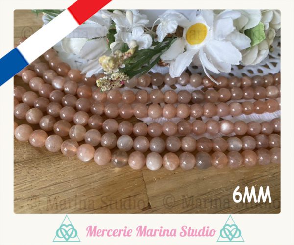 10 perles pierres de lune orange 8mm ou 6mm perles naturelles non teintées et non chauffées – Image 3