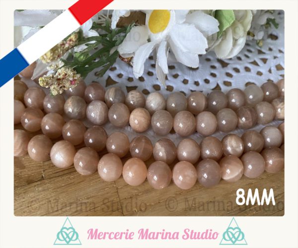 10 perles pierres de lune orange 8mm ou 6mm perles naturelles non teintées et non chauffées