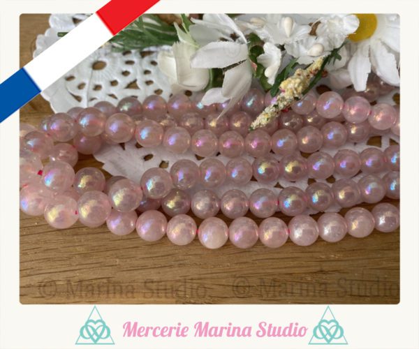 Lot de 10 perles angel aqua aura rose 8mm de Tucson USA – Image 2