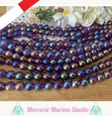 RARES 10 Perles en aqua aura titane en améthyste 8mm de Tucson