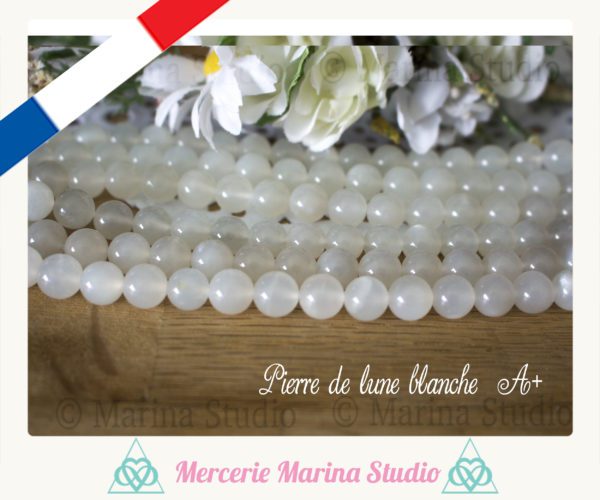 Lot de perles en pierre de lune adulaire 8mm ou 6mm qualité Extra A+ - perle de lune blanche – Image 3