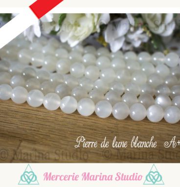 Lot de perles en pierre de lune adulaire 8mm ou 6mm qualité Extra A+ - perle de lune blanche