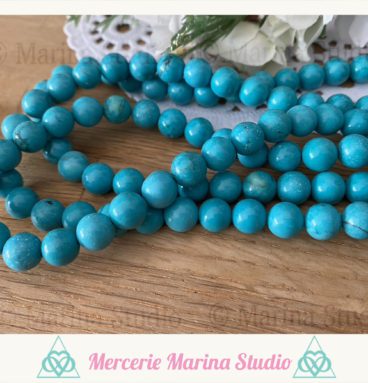 Lot de 10 perles en turquoise 8mm ou 6mm - turquoise de tucson