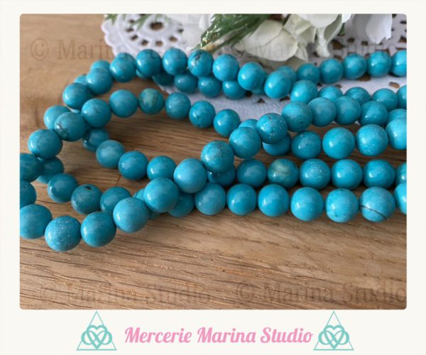 Lot de 10 perles en turquoise 8mm ou 6mm - turquoise de tucson