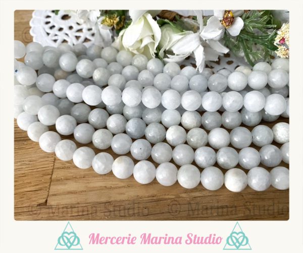 RARES Lot de perles en celestine 8mm naturelles origine Madagascar-