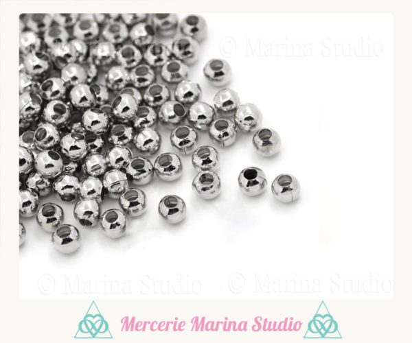 Lot de 10 perles rondes en acier inoxydable 6mm, 5mm, 4mm , 3mm, 2mm