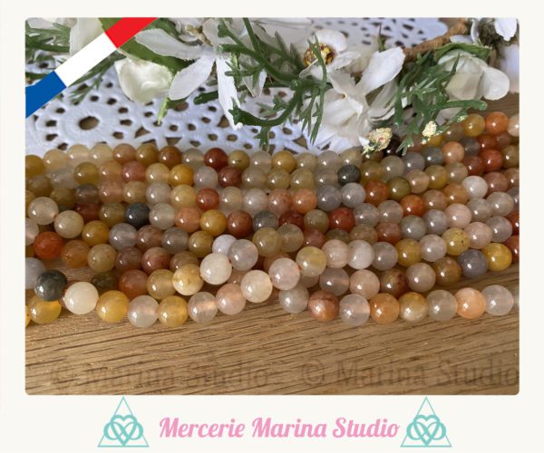 Lot de 10 perles en jade multi couleur 8mm ou 6mm naturelles