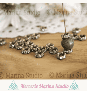 10 perles cuivré avec cristal tchèque 6mm