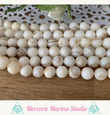 Lot de perles en nacre 8mm ou 6mm -perles de bénitier naturelle-