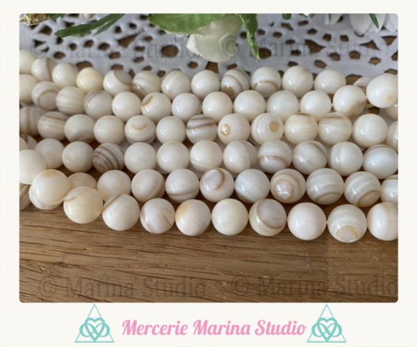 Lot de perles en nacre 8mm ou 6mm -perles de bénitier naturelle-