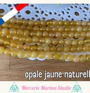 Lot de 10 perles en opale jaune 6mm de Madagascar