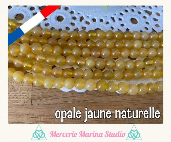 Lot de 10 perles en opale jaune 6mm de Madagascar
