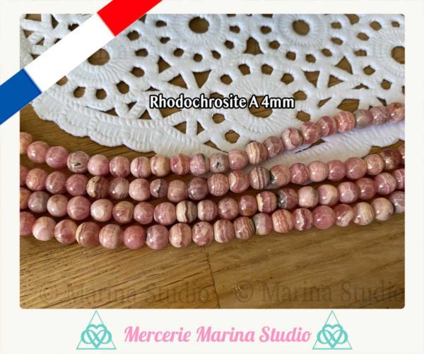 Enfilade de perles en rhodochrosite 4,2mm origine Argentine