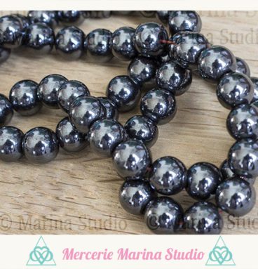 10 perles en magnésite 8mm ou 6mm gris foncé - Hematite magnétique.