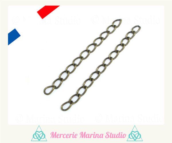 DESTOCKAGE 100 Chaînes d'Extension pour Collier Bracelet couleur Bronze Antique 5cm