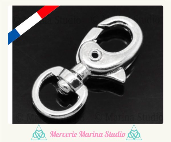 Destockage 5 porte-clés argenté  avec mousqueton environ 3,5cm