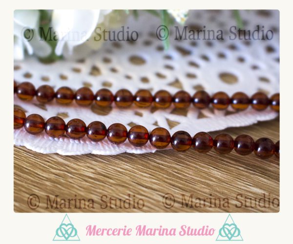 RARE Lot de véritables perles en Ambre baltique rouge 8mm ou 6mm – Image 2