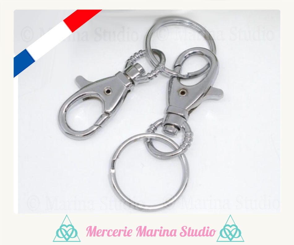 Destockage Lot de 5 grands porte-clés avec mousqueton argenté - Mercerie  Marina Studio