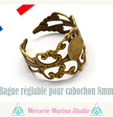 Destockage Lot de 5 jolis supports de bague bronze filigranées réglables