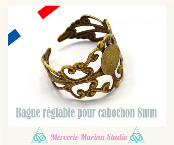 Destockage Lot de 5 jolis supports de bague bronze filigranées réglables