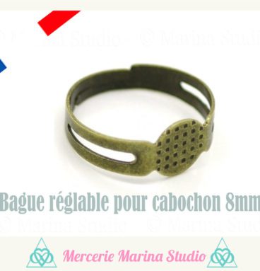 Destockage: Lot de 50 bagues réglable couleur bronze pour cabochon 8mm
