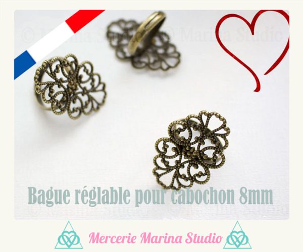 Destockage 5 supports de bague réglables filigranées couleur bronze
