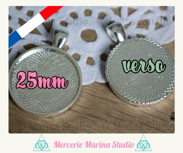 Destockage Lot de 10 pendentifs support cabochon 25mm couleur argent