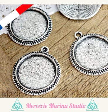 Destockage 5 lot de Pendentif support cabochon 23x20mm en argent pour cabochon 16mm