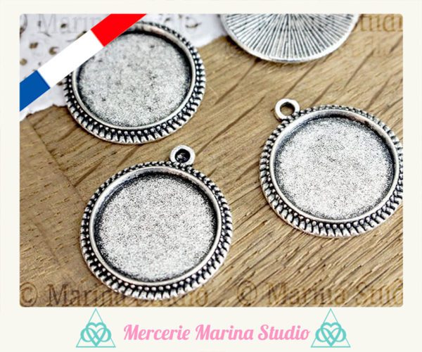 Destockage 5 lot de Pendentif support cabochon 23x20mm en argent pour cabochon 16mm